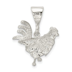 Sterling Silver 925 Rooster Charm with Polished Solid Design
