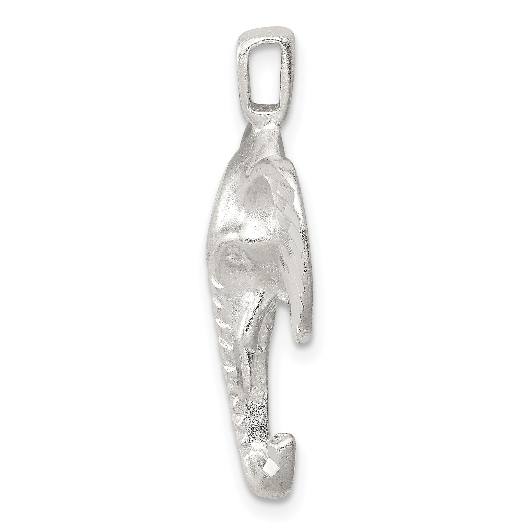 Men's 925 Sterling Silver Elephant Head Charm with Diamond-Cut Satin Finish Secondary image