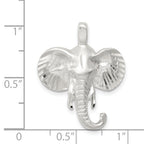Men's 925 Sterling Silver Elephant Head Charm with Diamond-Cut Satin Finish