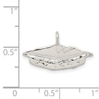 Sterling Silver 925 Graduation Cap Charm with Anti-Tarnish Finish Solid Cast