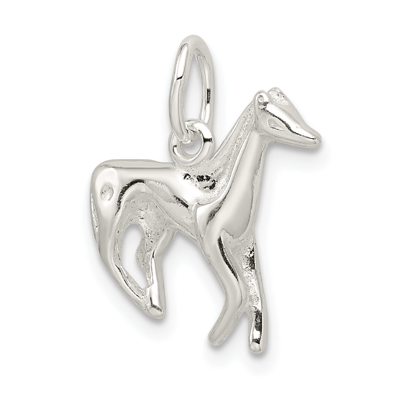 925 Sterling Silver 3D Horse Charm with Polished Finish 20mm