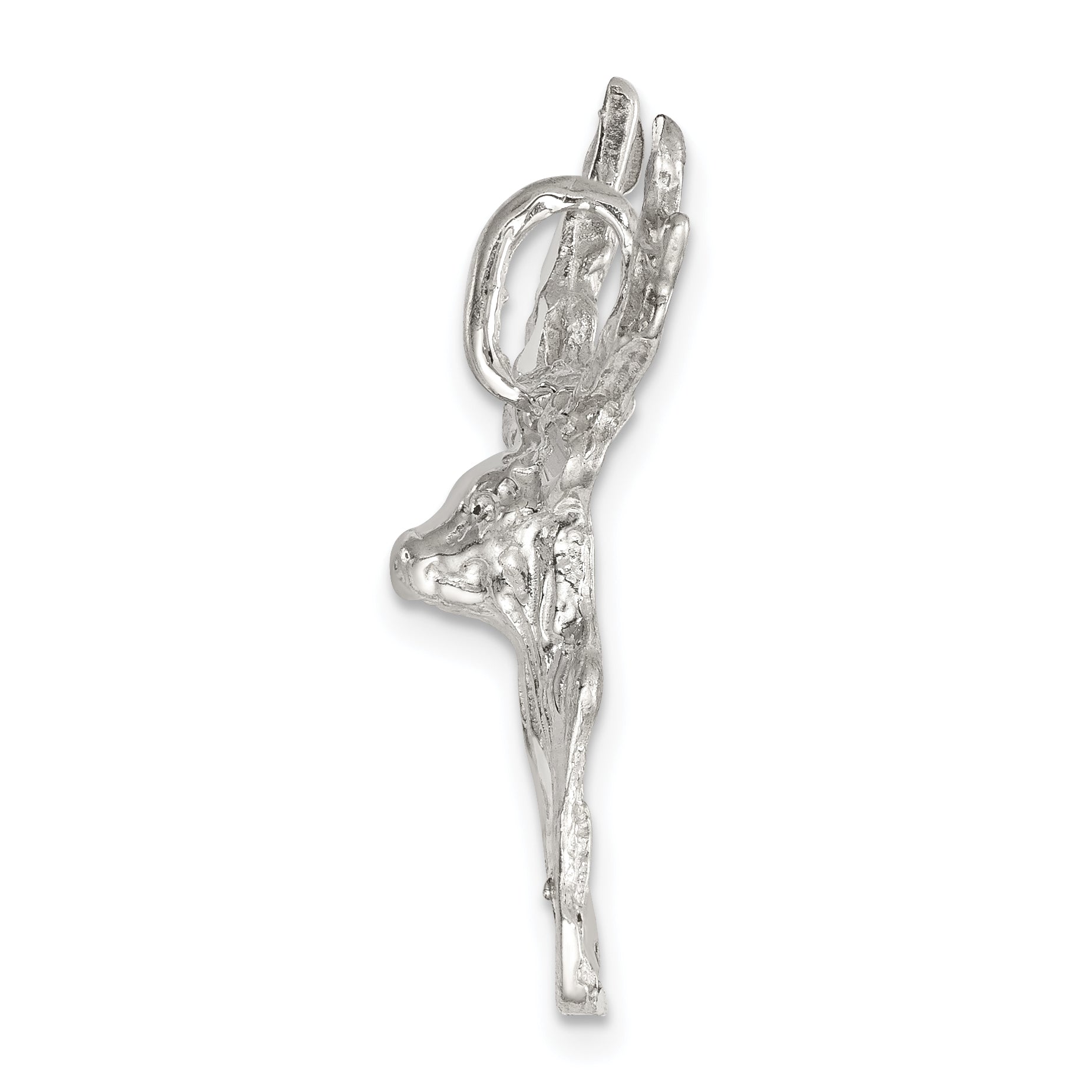 Men's Sterling Silver 925 Deer Head Pendant with Polished Diamond-Cut Finish Secondary image