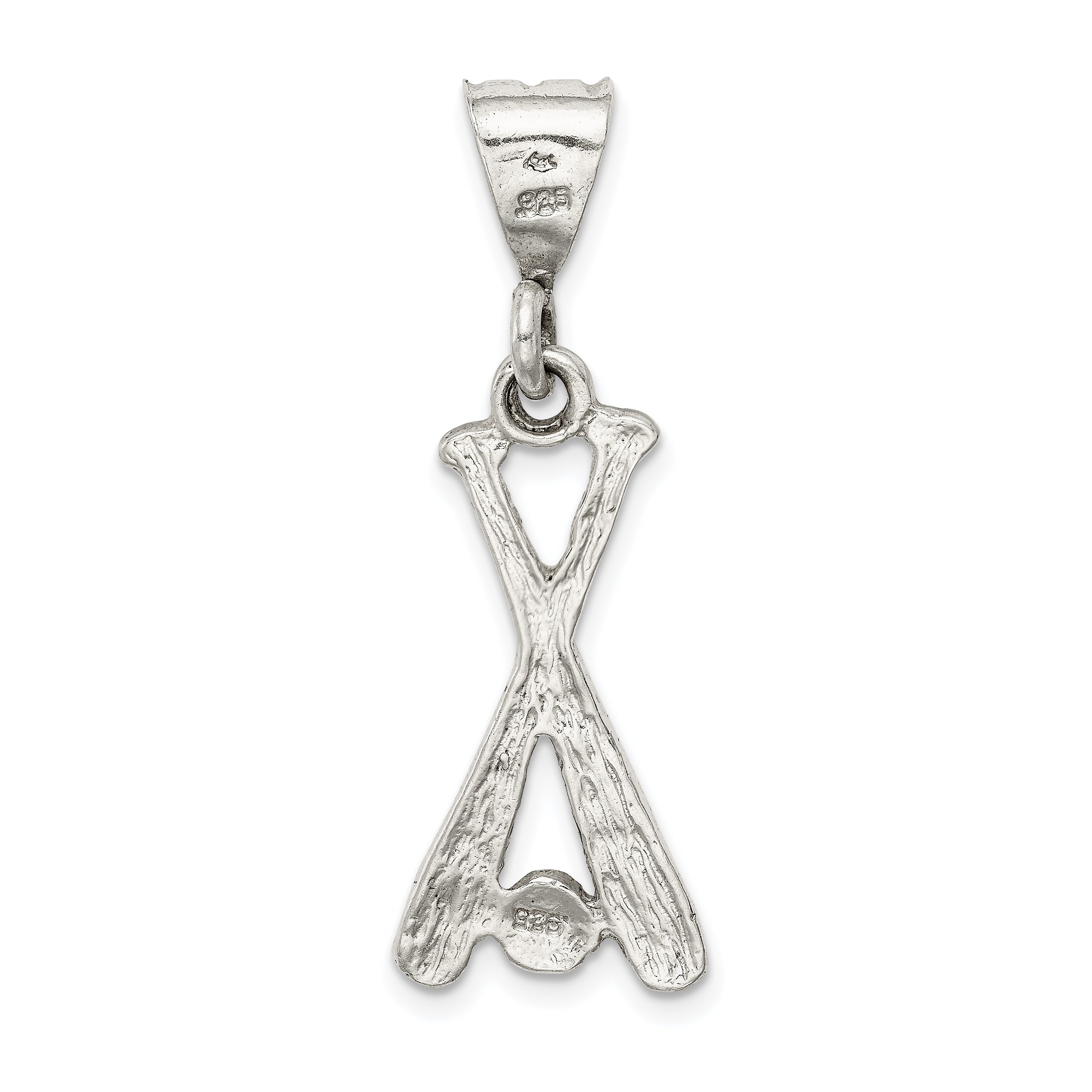 Sterling Silver 925 Baseball Charm with Two Bats & Ball Polished