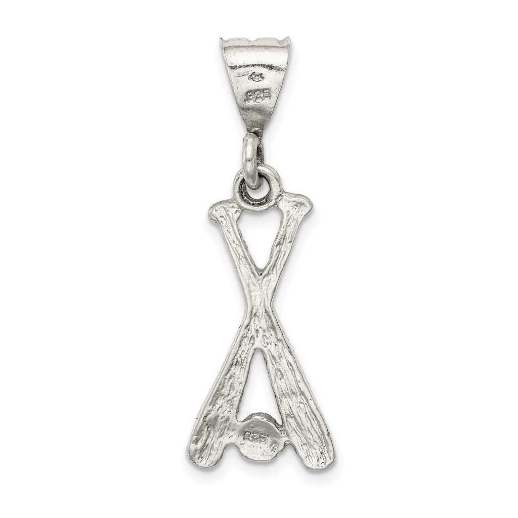 Sterling Silver 925 Baseball Charm with Two Bats & Ball Polished