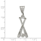 Sterling Silver 925 Baseball Charm with Two Bats & Ball Polished