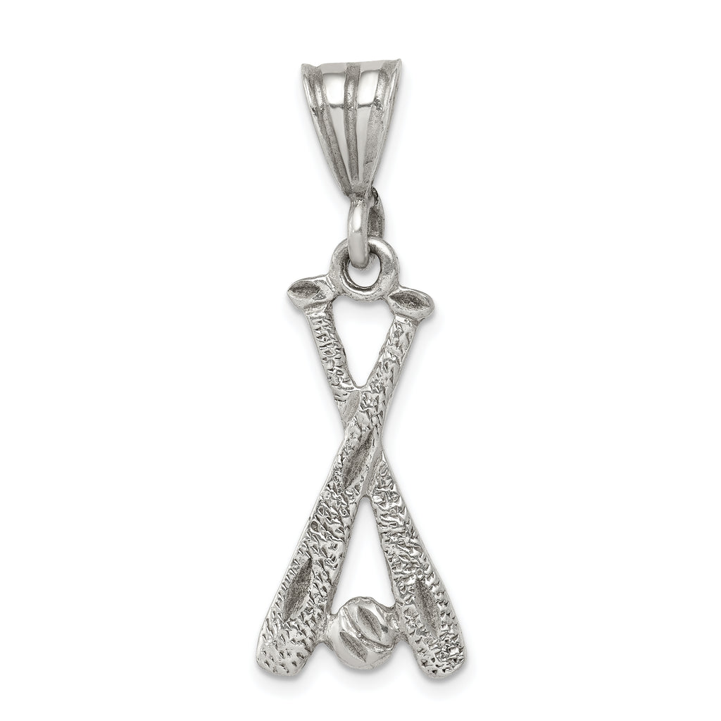 Sterling Silver Two Bats & a Ball Charm