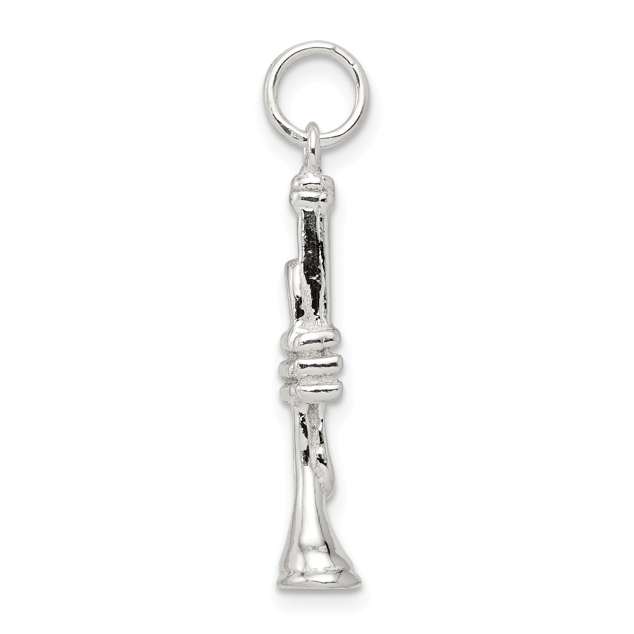 Sterling Silver 925 Trumpet Charm with Polished Anti-Tarnish Finish 3D Design Secondary image
