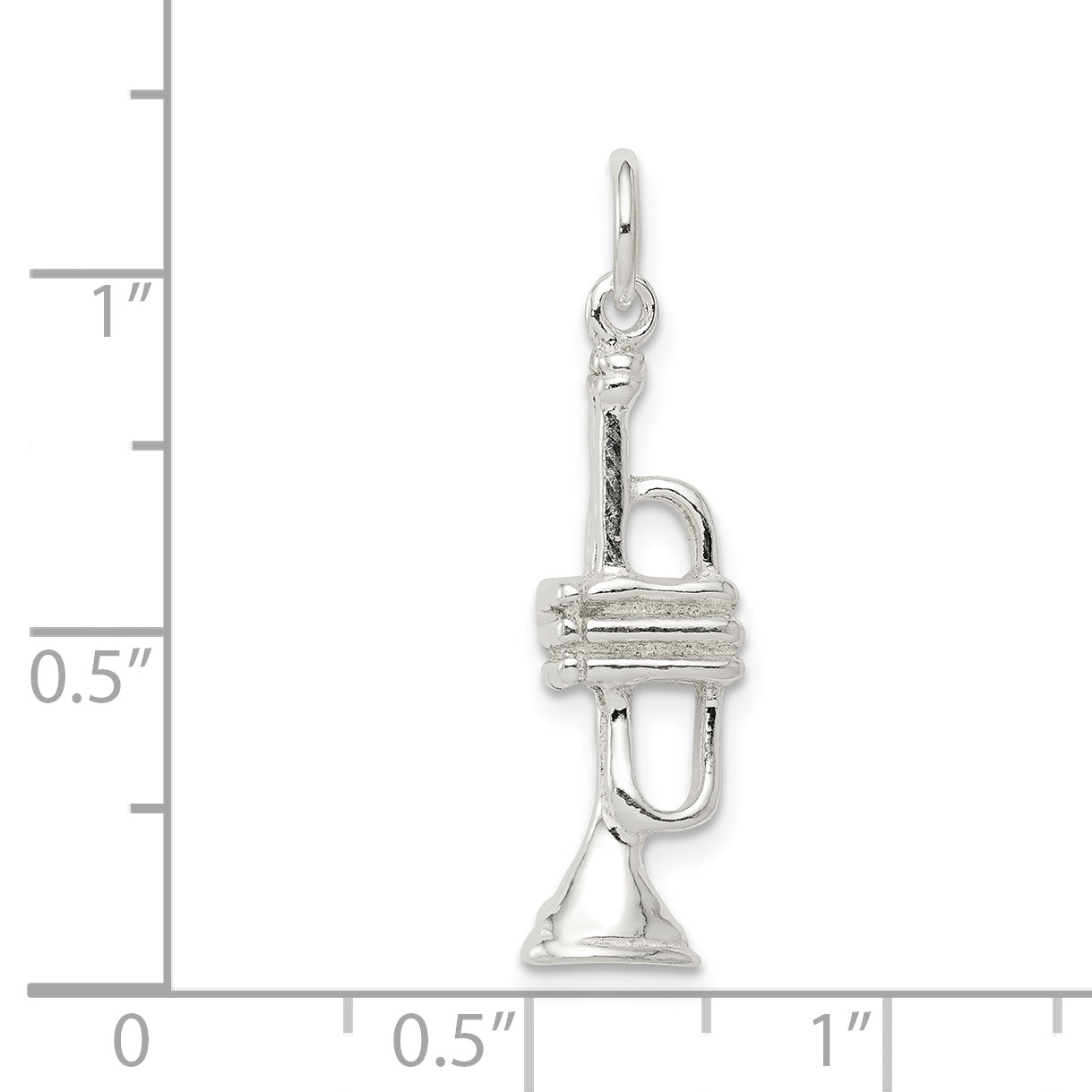 Sterling Silver 925 Trumpet Charm with Polished Anti-Tarnish Finish 3D Design