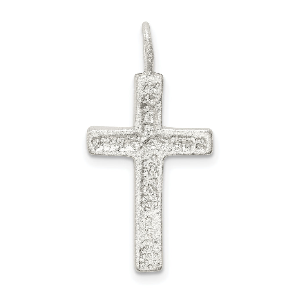 Sterling Silver 925 Diamond-Cut Cross Pendant with Polished Anti-Tarnish Finish