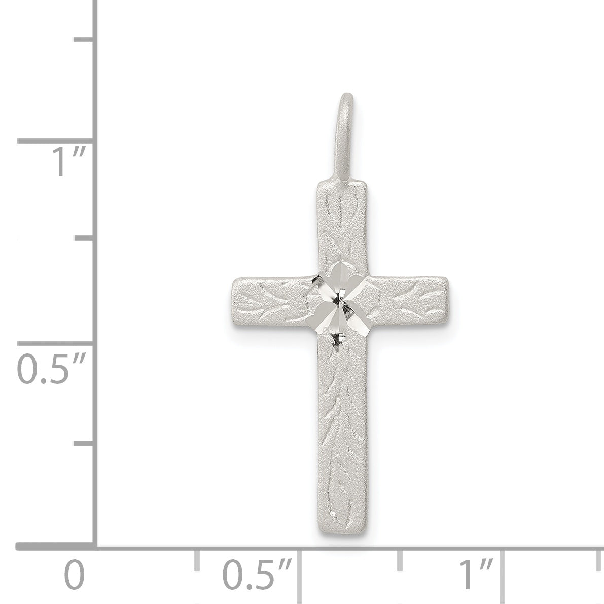 Sterling Silver 925 Diamond-Cut Cross Pendant with Polished Anti-Tarnish Finish