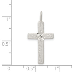 Sterling Silver 925 Diamond-Cut Cross Pendant with Polished Anti-Tarnish Finish