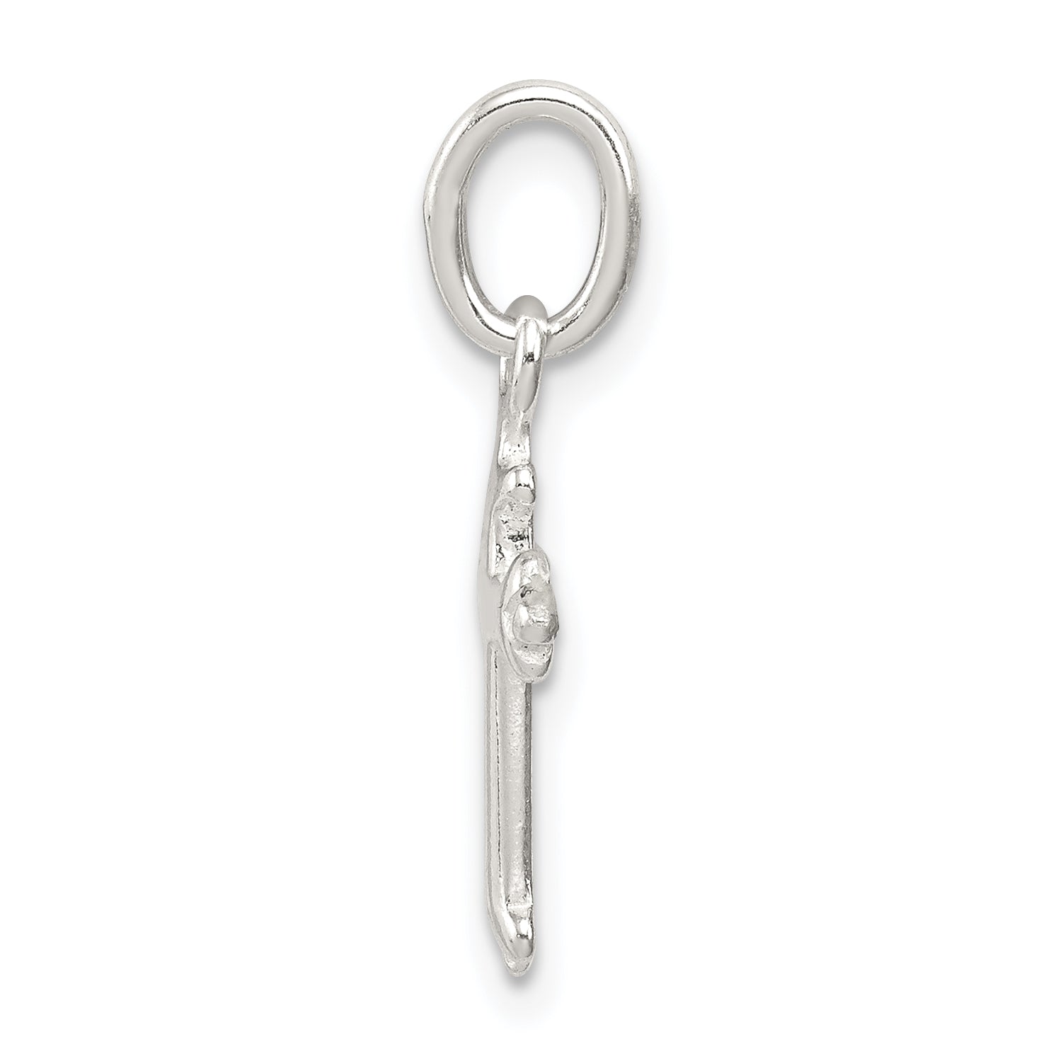 Sterling Silver 925 Fleur De Lis Cross Charm with Polished Anti-Tarnish Finish for Children