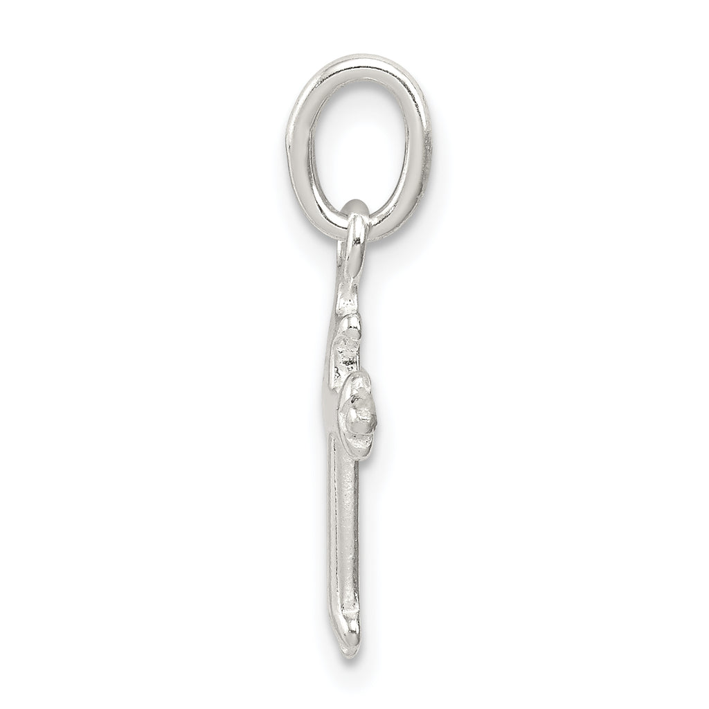 Sterling Silver 925 Fleur De Lis Cross Charm with Polished Anti-Tarnish Finish for Children