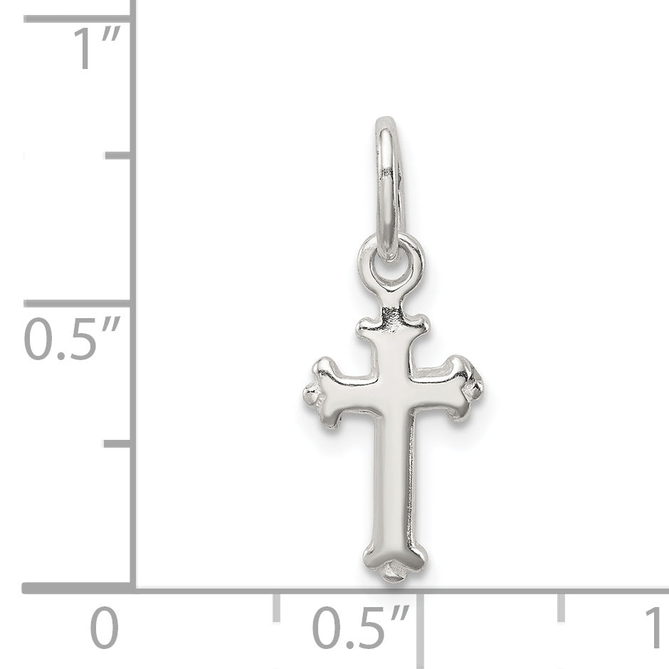 Sterling Silver 925 Fleur De Lis Cross Charm with Polished Anti-Tarnish Finish for Children