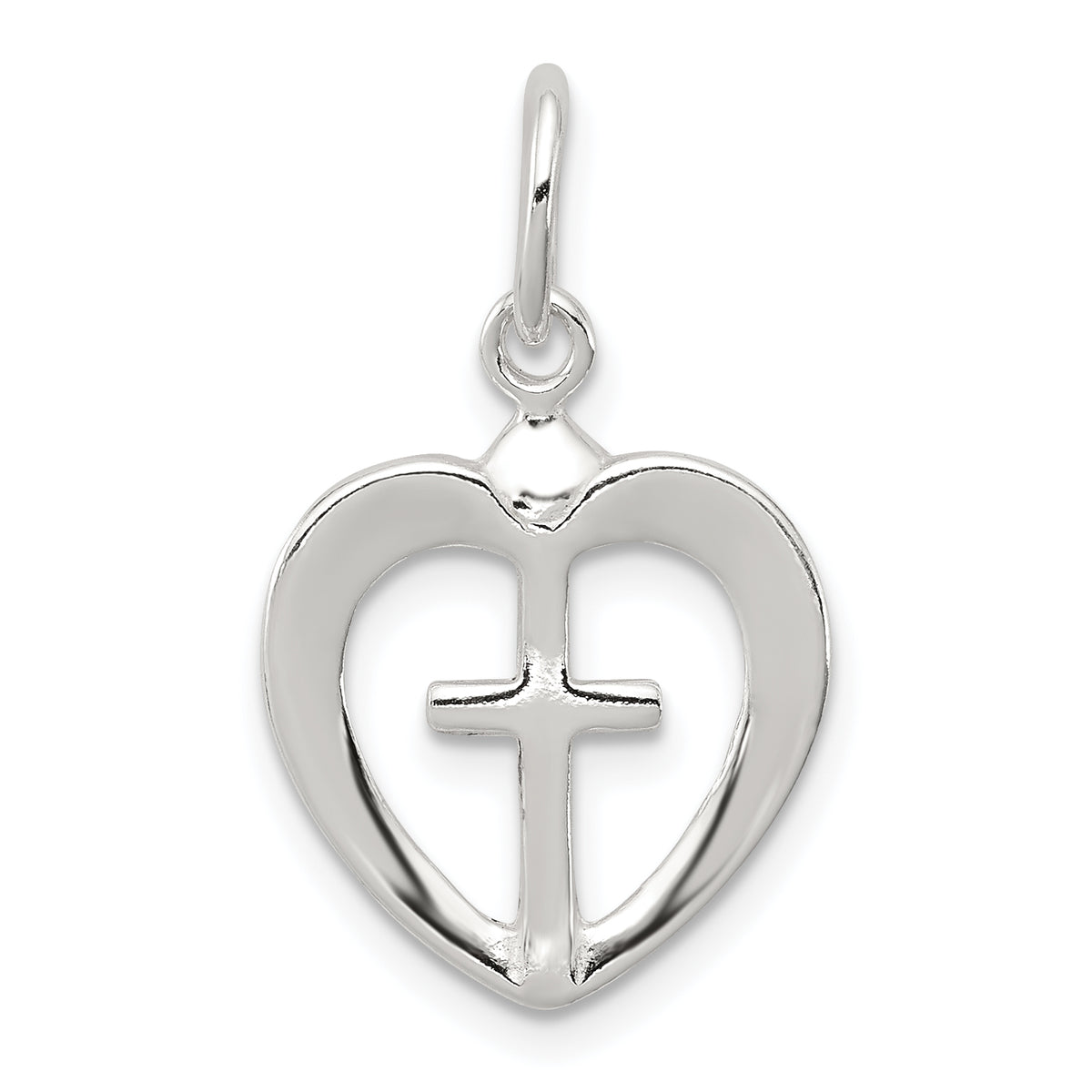 Sterling Silver Cross Heart Charm