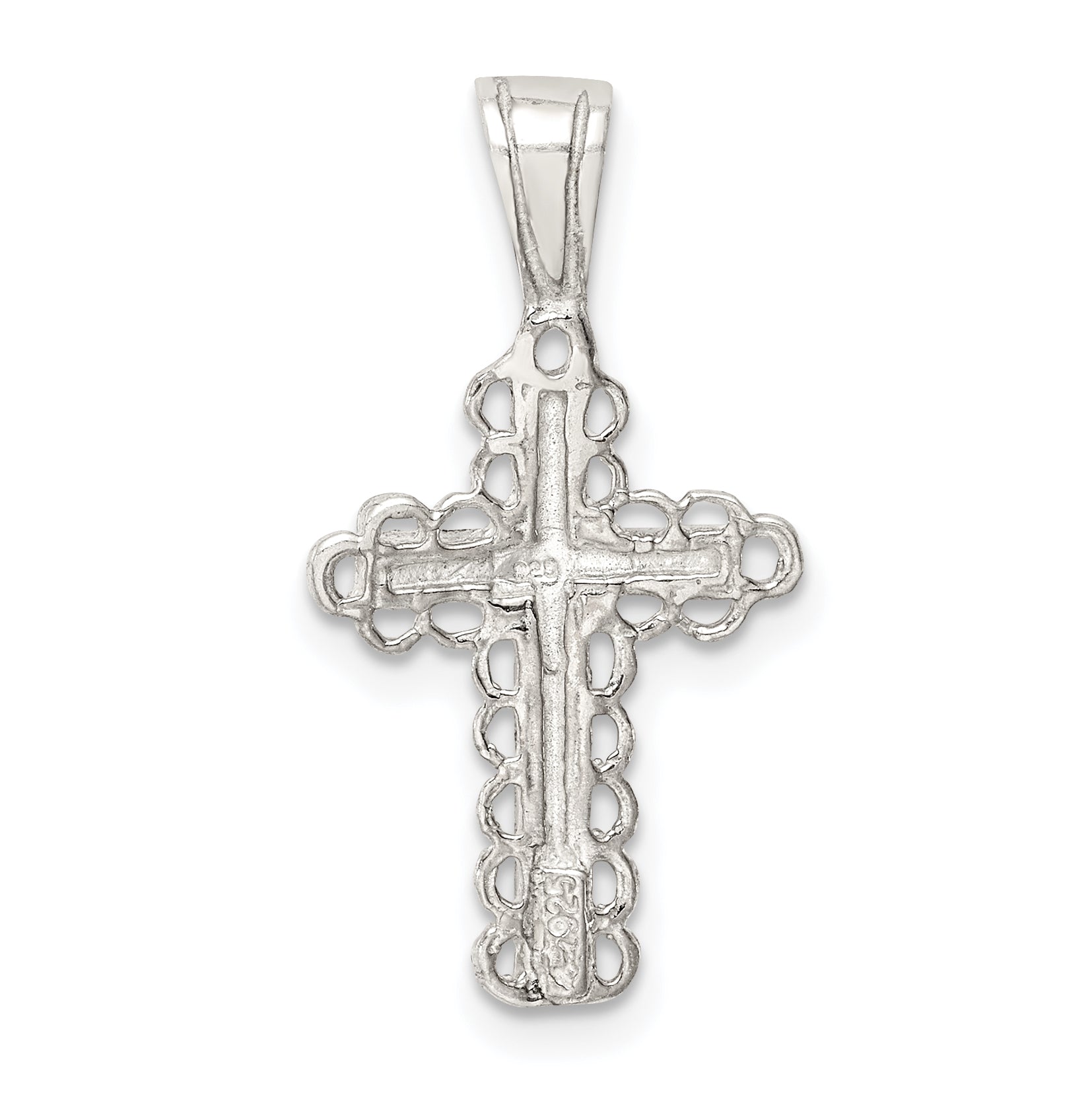 925 Sterling Silver Budded Cross Pendant with Polished Finish  ChildrenÃÂ¢Ã¢âÂ¬Ã¢âÂ¢s Solid Design