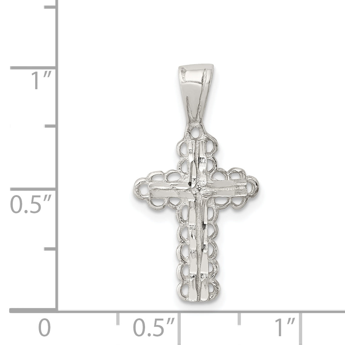 925 Sterling Silver Budded Cross Pendant with Polished Finish  ChildrenÃÂ¢Ã¢âÂ¬Ã¢âÂ¢s Solid Design