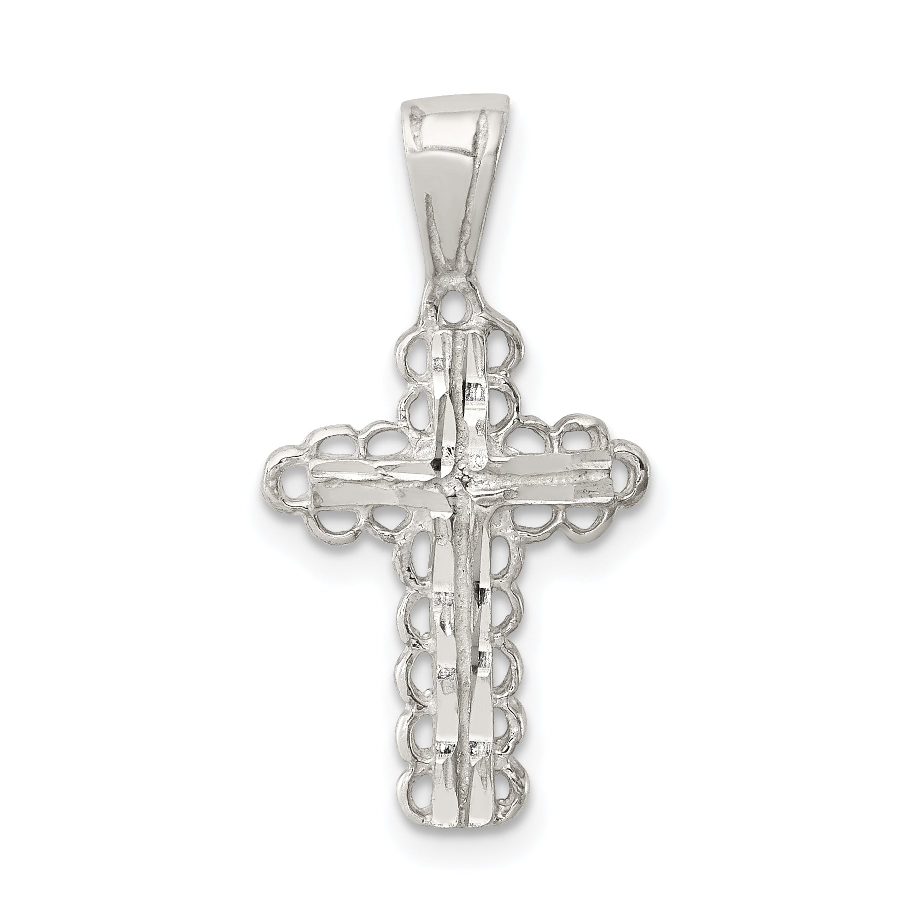 Sterling Silver Budded Cross Pendant Main image