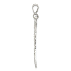 Sterling Silver 925 Polished Diamond-Cut Cross Pendant  Elegant Solid Design