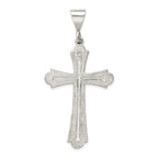 Sterling Silver 925 Polished Diamond-Cut Cross Pendant  Elegant Solid Design