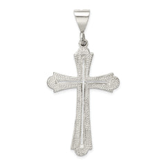 Sterling Silver 925 Polished Diamond-Cut Cross Pendant  Elegant Solid Design