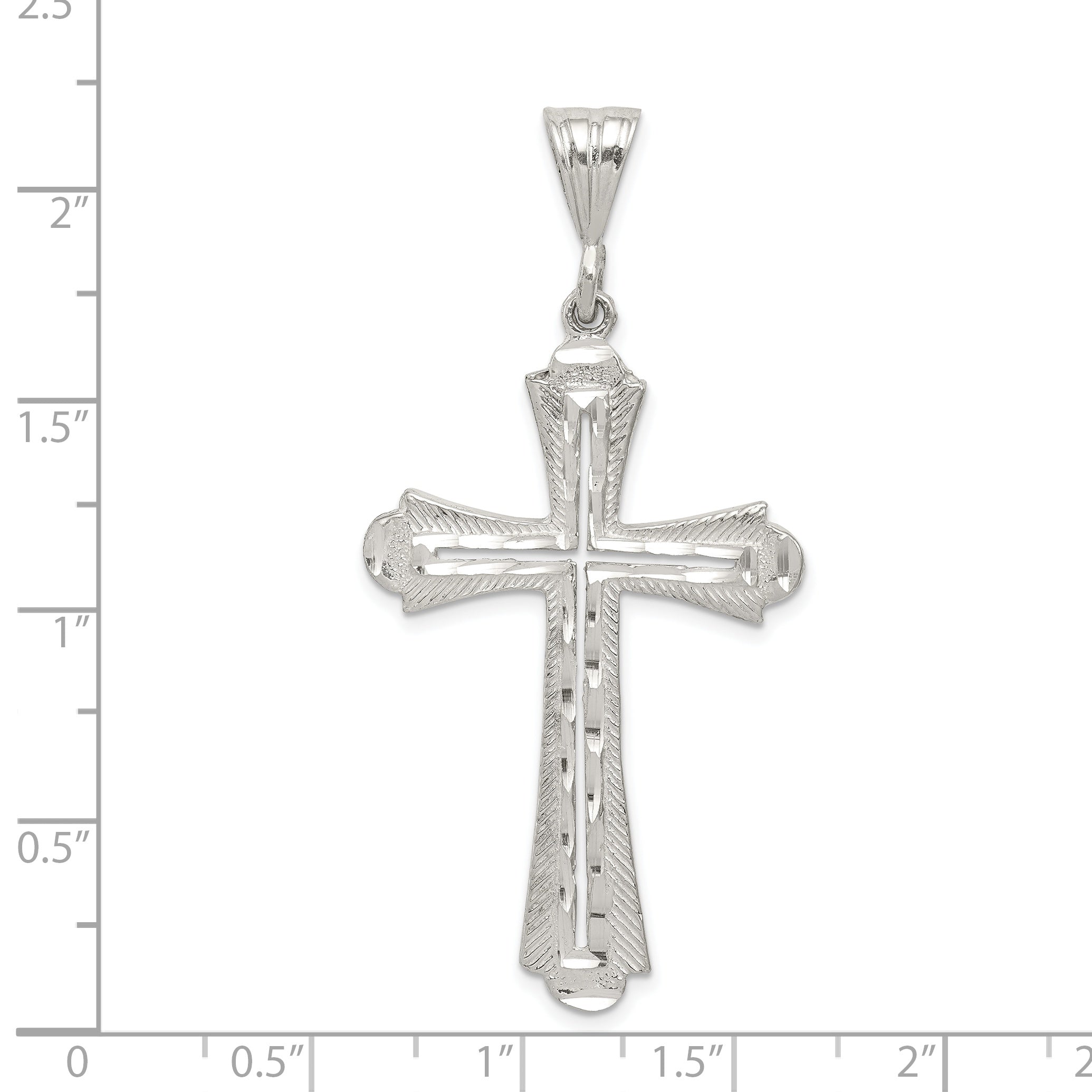 Sterling Silver 925 Polished Diamond-Cut Cross Pendant  Elegant Solid Design