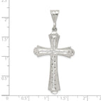 Sterling Silver 925 Polished Diamond-Cut Cross Pendant  Elegant Solid Design