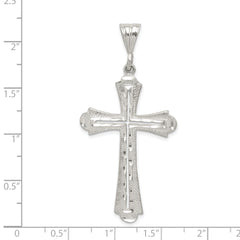 Sterling Silver 925 Polished Diamond-Cut Cross Pendant  Elegant Solid Design
