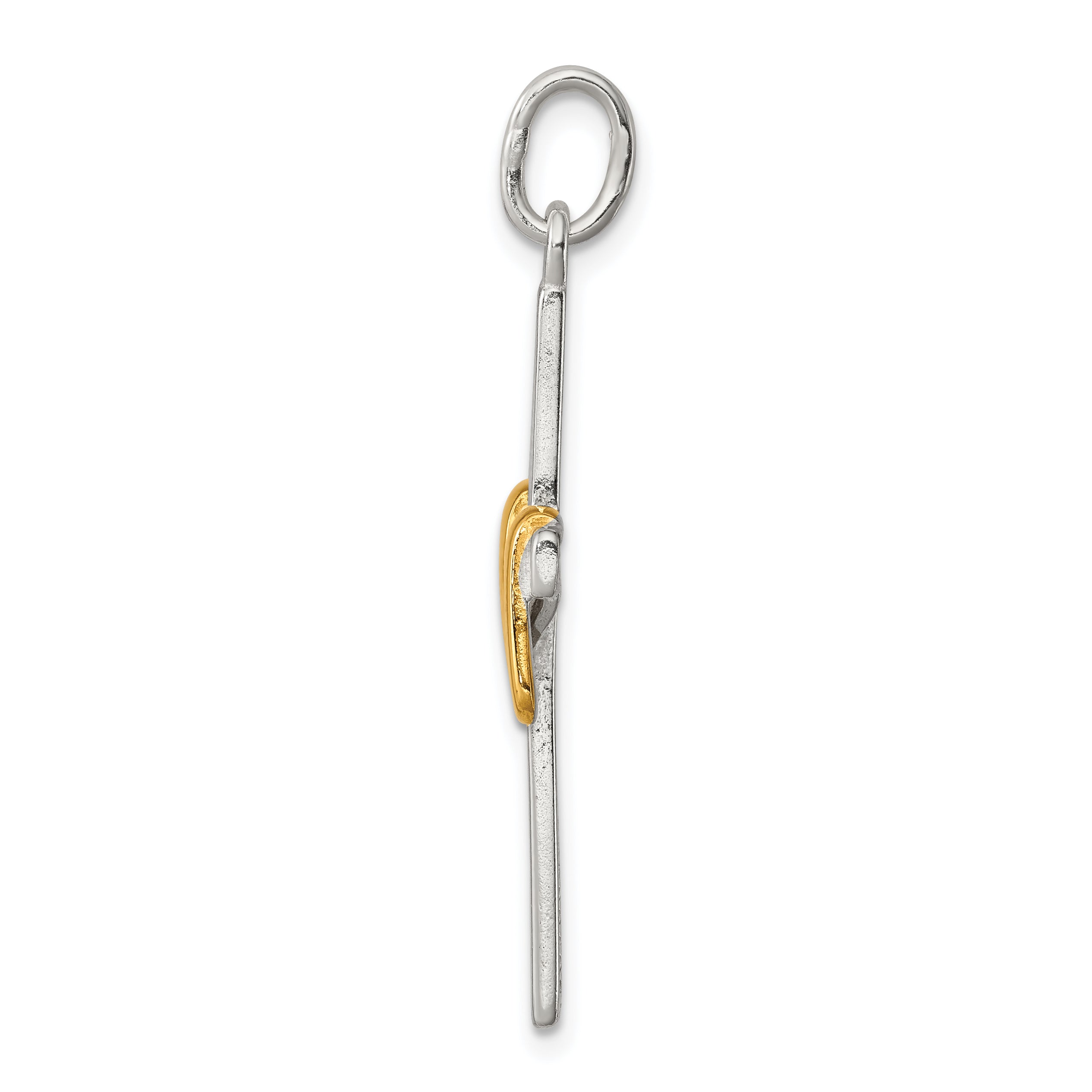 Sterling Silver Vermeil Draped Cross Pendant with Polished Finish Solid Design