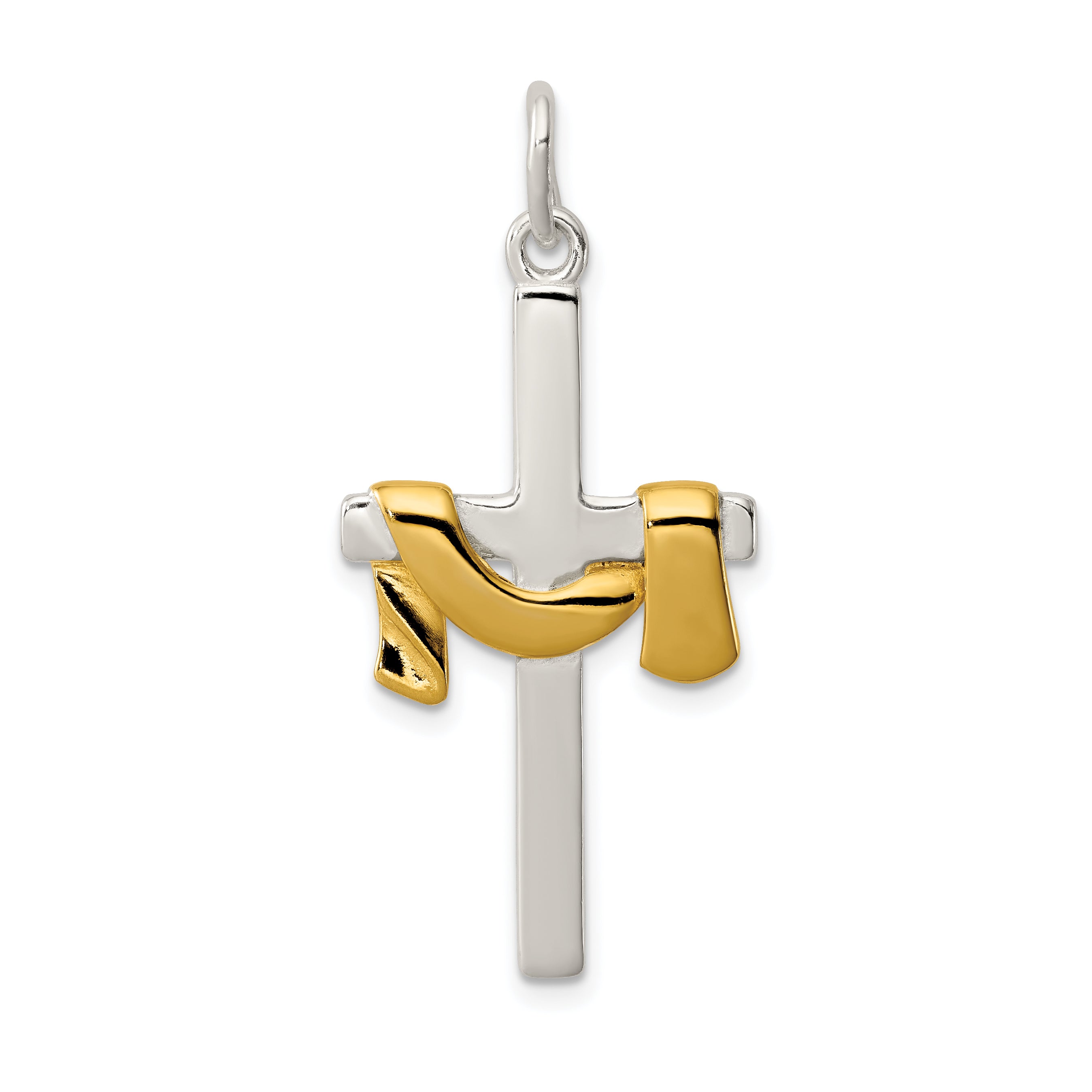 Sterling Silver & Vermeil Draped Cross Pendant Main image