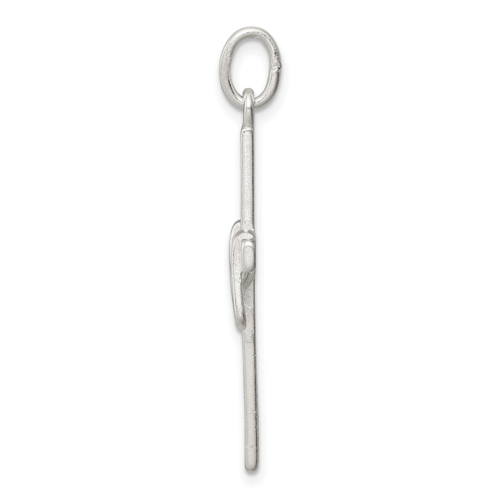 Sterling Silver 925 Draped Cross Charm with Polished Anti-Tarnish Finish