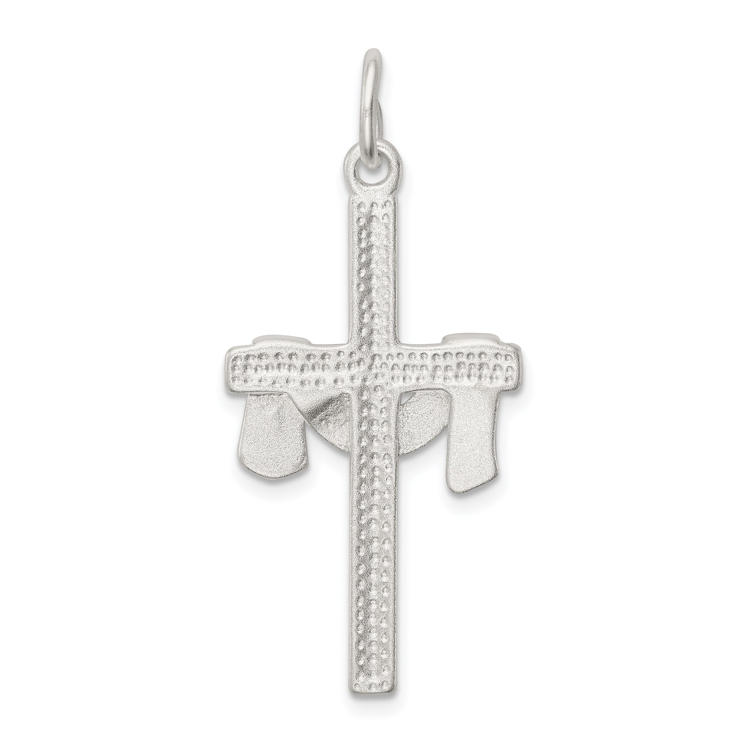 Sterling Silver 925 Draped Cross Charm with Polished Anti-Tarnish Finish