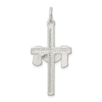 Sterling Silver 925 Draped Cross Charm with Polished Anti-Tarnish Finish