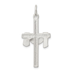 Sterling Silver 925 Draped Cross Charm with Polished Anti-Tarnish Finish