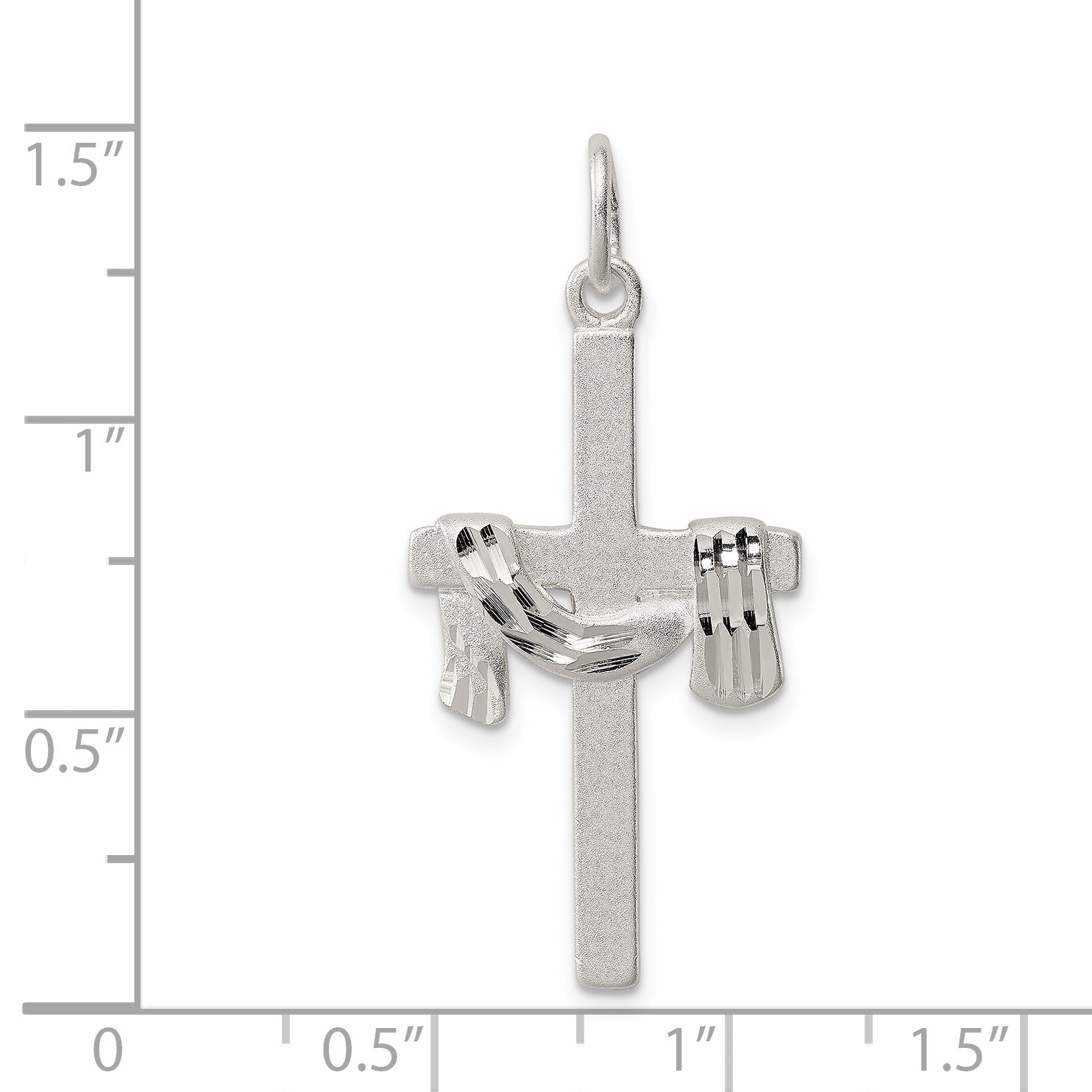 Sterling Silver 925 Draped Cross Charm with Polished Anti-Tarnish Finish