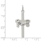 Sterling Silver 925 Draped Cross Charm with Polished Anti-Tarnish Finish