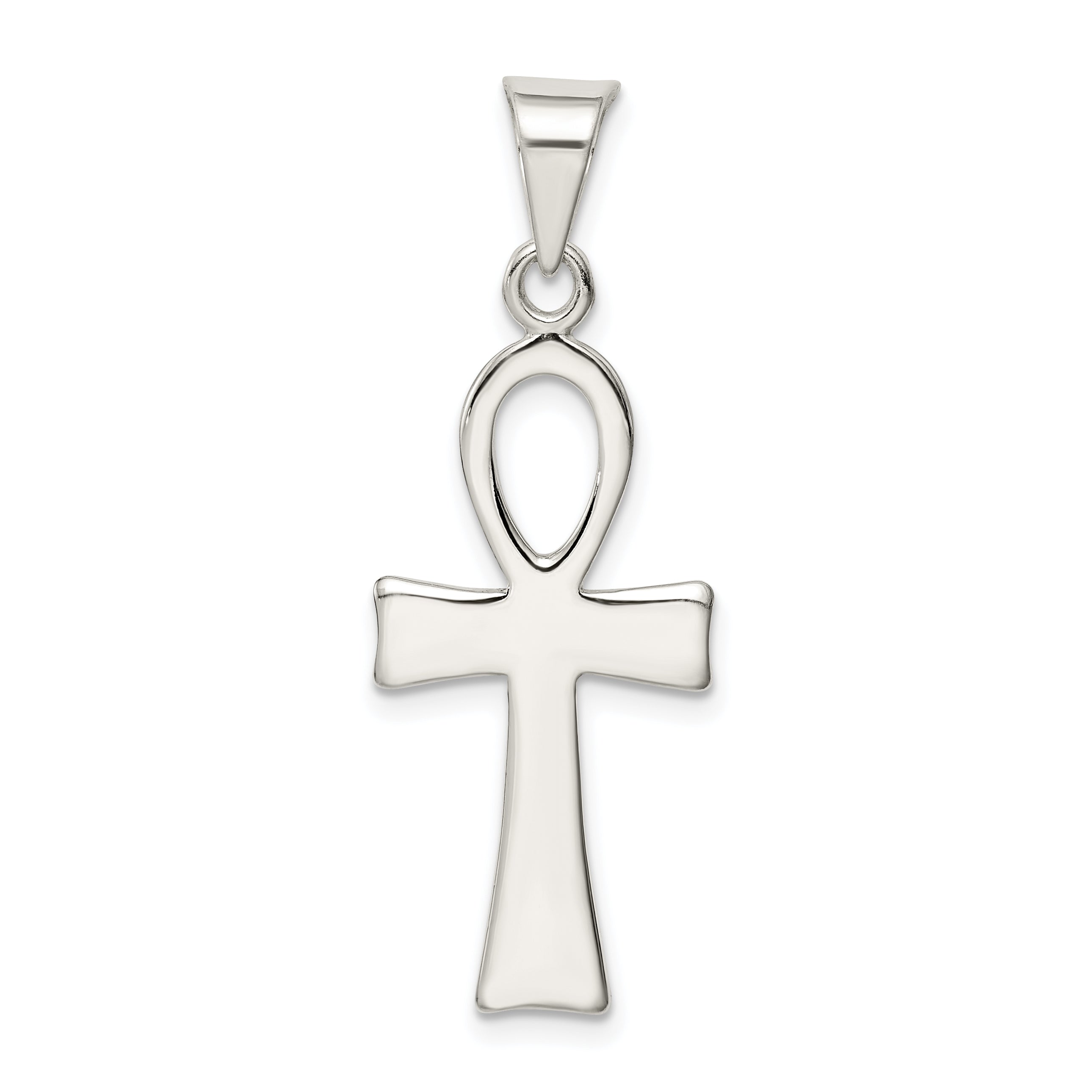 Sterling Silver 925 Ankh Cross Pendant with Polished Anti-Tarnish Finish