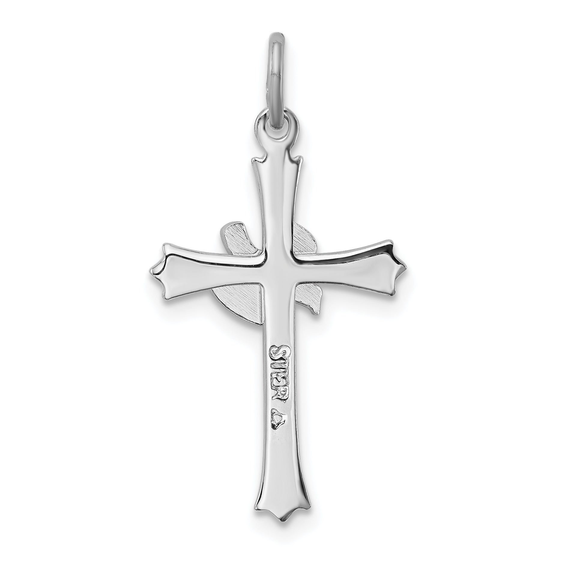 Sterling Silver 925 Polished Holy Spirit Cross with Dove Charm