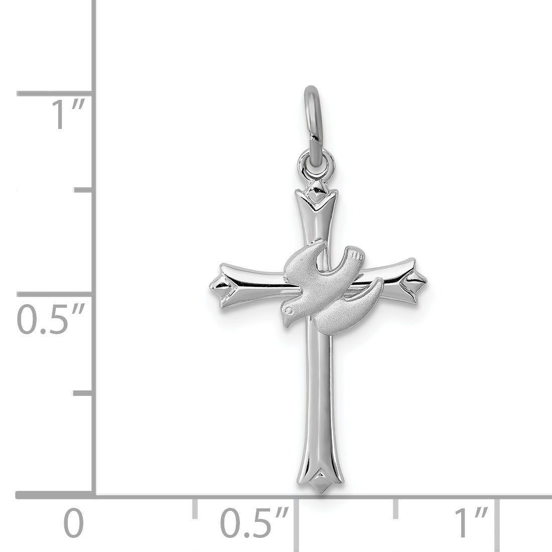 Sterling Silver 925 Polished Holy Spirit Cross with Dove Charm