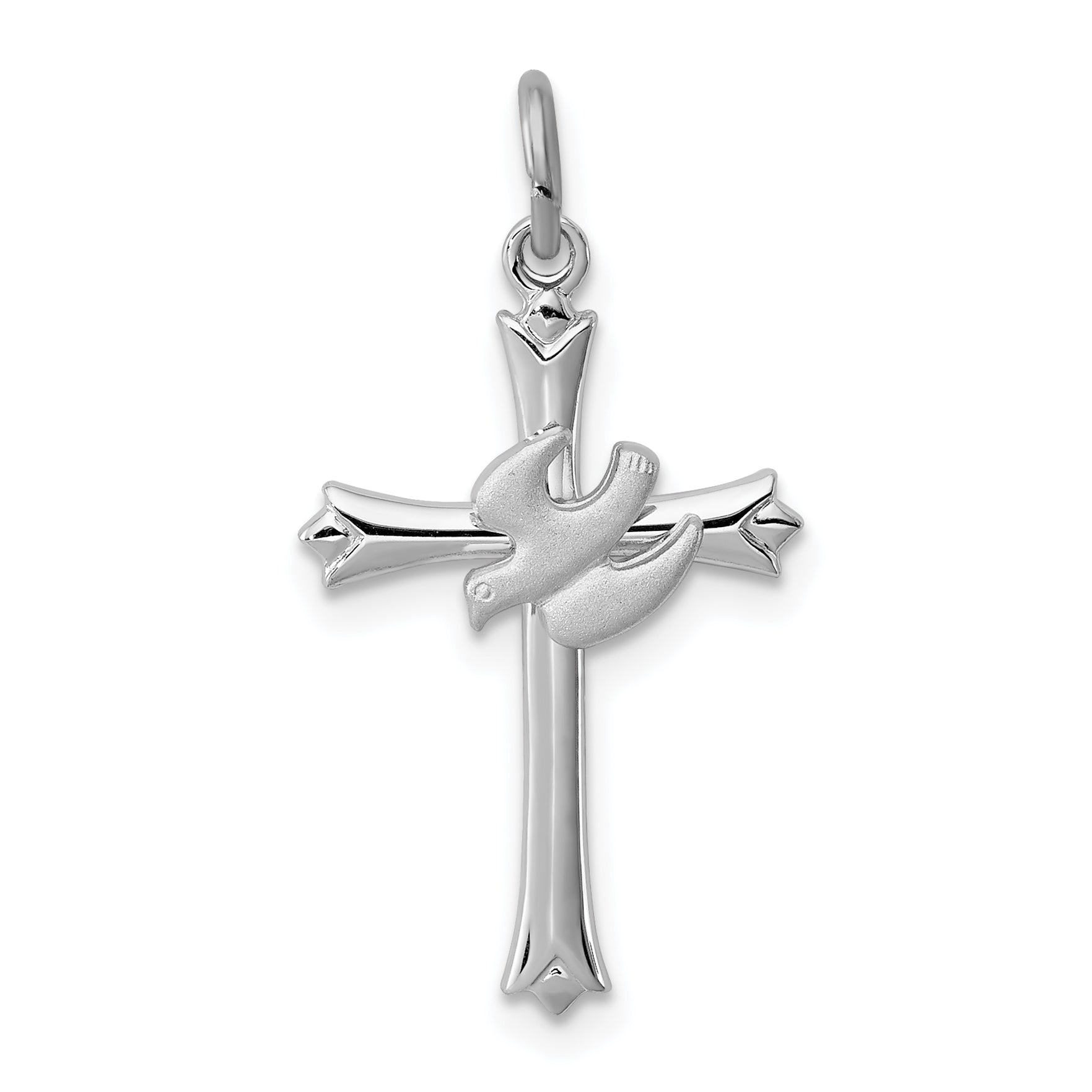 Sterling Silver Rhodium-plated Holy Spirit Cross with Dove Charm Main image
