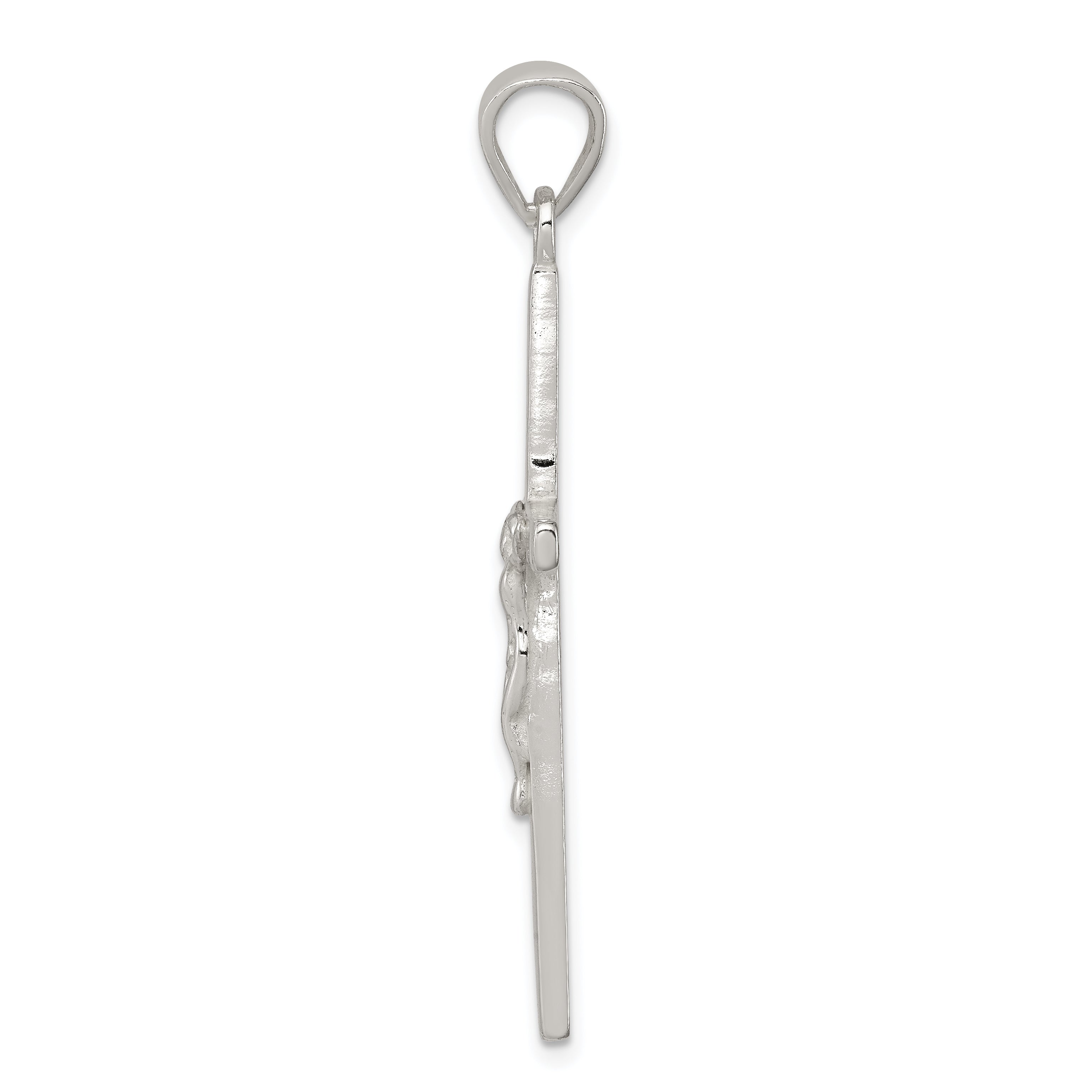 Sterling Silver 925 Polished Crucifix Pendant with Anti-Tarnish Finish Solid Design