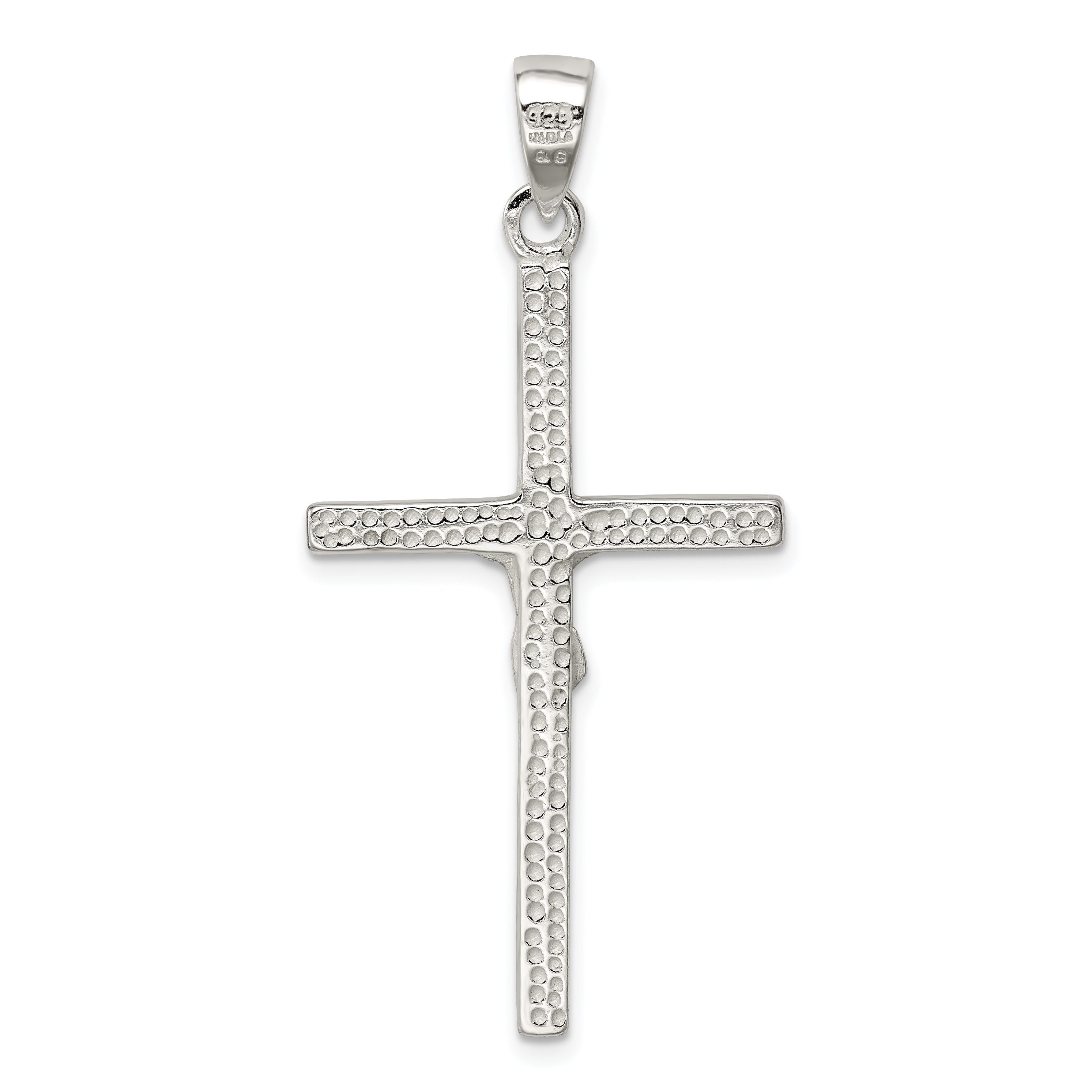 Sterling Silver 925 Polished Crucifix Pendant with Anti-Tarnish Finish Solid Design