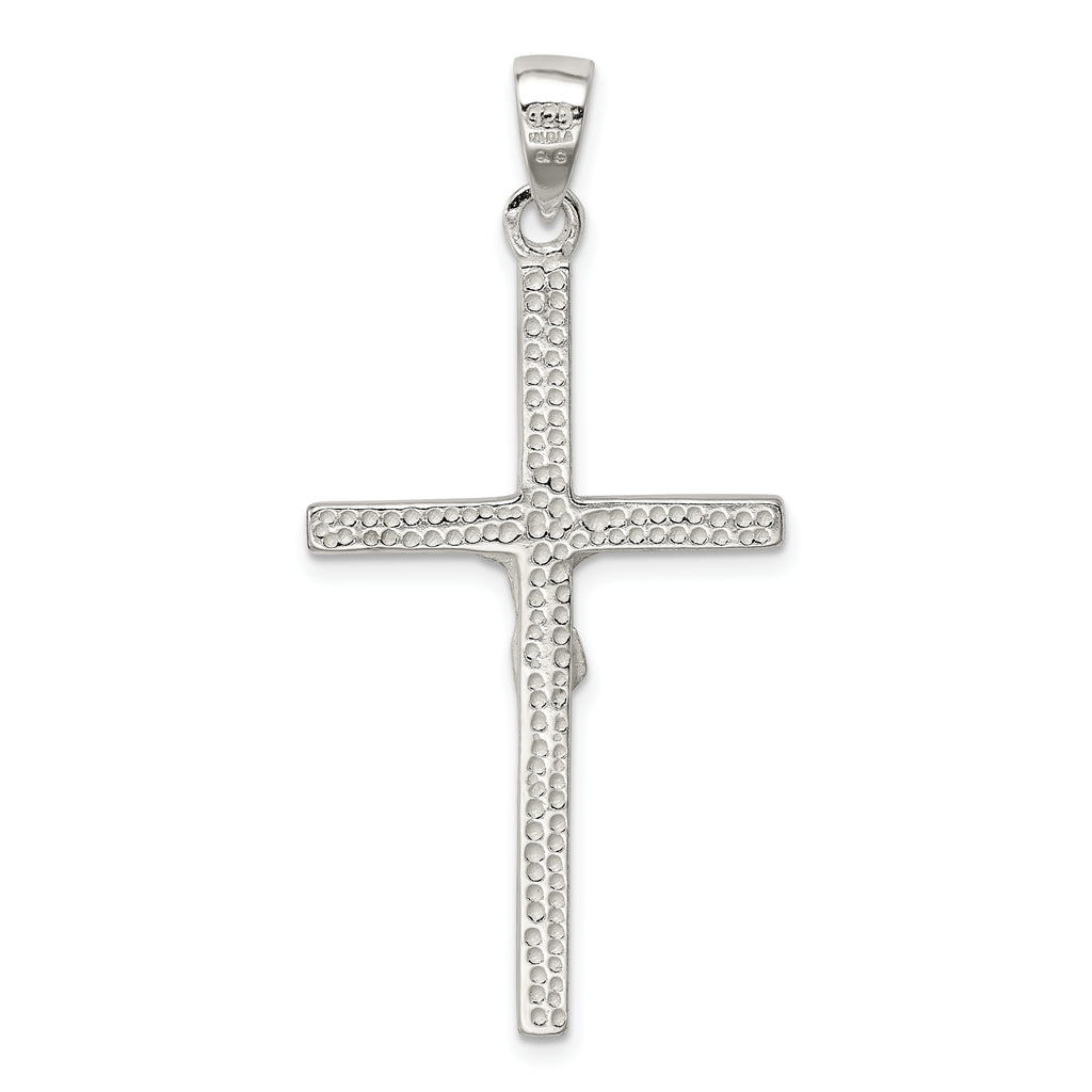 Sterling Silver 925 Polished Crucifix Pendant with Anti-Tarnish Finish Solid Design