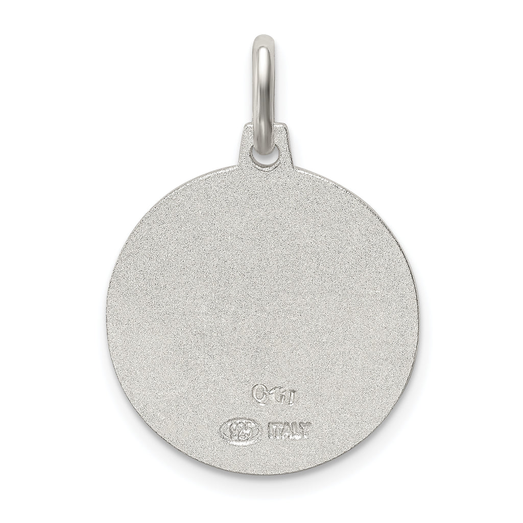 Sterling Silver 925 St. Christopher Medal Pendant with Polished Anti-Tarnish Finish