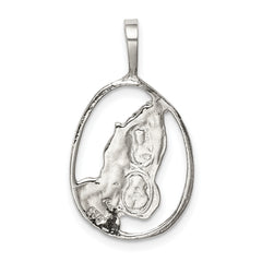Sterling Silver 925 Praying Hands Pendant with Polished Finish Elegant Design