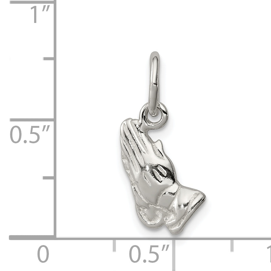 Sterling Silver 925 Praying Hands Charm with Polished Anti-Tarnish Finish