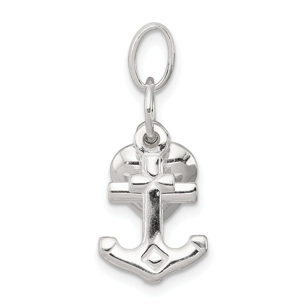 Sterling Silver 925 Faith, Hope & Charity Charm with Polished Finish