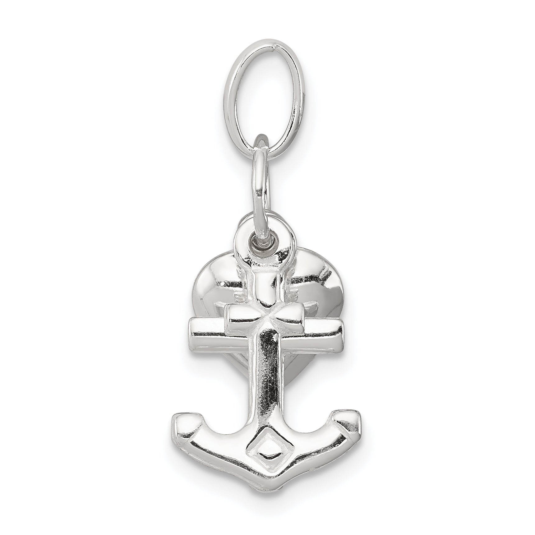 Sterling Silver 925 Faith, Hope & Charity Charm with Polished Finish