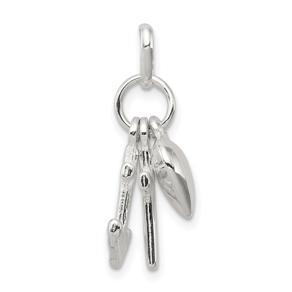 Sterling Silver 925 Faith, Hope & Charity Charm with Polished Finish