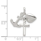 Sterling Silver 925 Faith, Hope & Charity Charm with Polished Finish